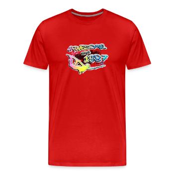 Génial depuis 1987. Style de vie de wakeboard - T-shirt bio Premium Homme - rouge - Devant - Damien (186cm)