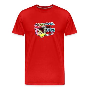 Génial depuis 2009. Style de vie de wakeboard - T-shirt bio Premium Homme - rouge - Devant - Damien (186cm)