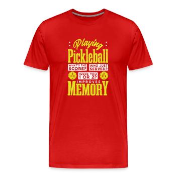 Jouer au pickleball améliore la mémoire - T-shirt bio Premium Homme - rouge - Devant - Damien (186cm)