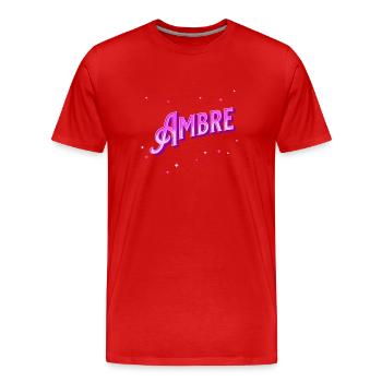 Nom Ambre personnalisé - T-shirt bio Premium Homme - rouge - Devant - Damien (186cm)