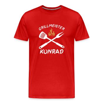 Grillmeister Konrad - Männer Premium Bio T-Shirt - Rot - Vorne - Damien (186cm)