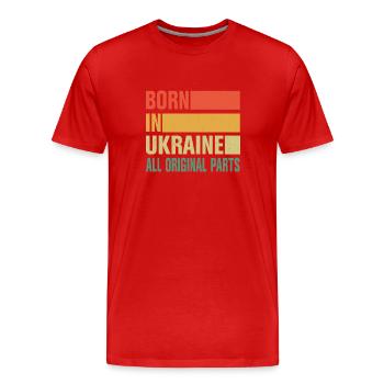 Geboren In Ukraine - Männer Premium Bio T-Shirt - Rot - Vorne - Damien (186cm)