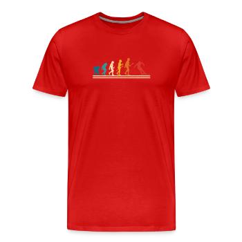 Ski Évolution humaine Drôles de skis - T-shirt bio Premium Homme - rouge - Devant - Damien (186cm)