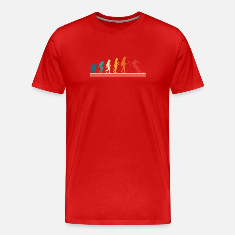 Skiing Human evolution Funny skis - Men's Premium Organic T-Shirt - red