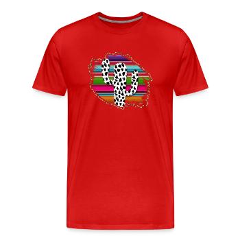 Cactus vache de l’Ouest - T-shirt bio Premium Homme - rouge - Devant - Damien (186cm)