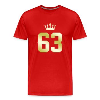 63 Zahl Krone - Männer Premium Bio T-Shirt - Rot - Vorne - Damien (186cm)