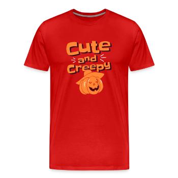 Halloween Kürbis - Cute and Creepy - Männer Premium Bio T-Shirt - Rot - Vorne - Damien (186cm)