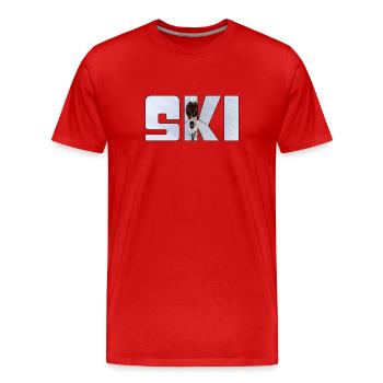 Ski - Men's Premium Organic T-Shirt - red - Front - Damien (186cm)