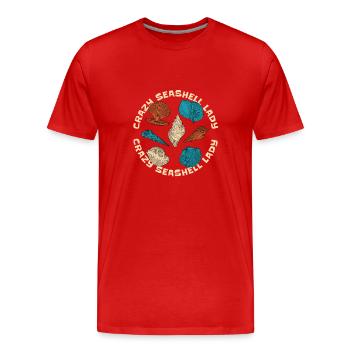 seashells shell collector shell collecting Gift - Men's Premium Organic T-Shirt - red - Front - Damien (186cm)