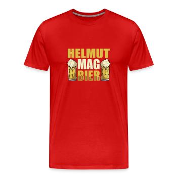 Helmut mag Bier Name Geburtstag - Männer Premium Bio T-Shirt - Rot - Vorne - Damien (186cm)