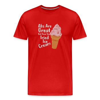Crème glacée Cornet de glace Muscles abdominaux Camion de crème glacée - T-shirt bio Premium Homme - rouge - Devant - Damien (186cm)