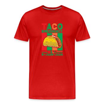 Tacos Taco mexicain Fast-food cadeau - T-shirt bio Premium Homme - rouge - Devant - Damien (186cm)