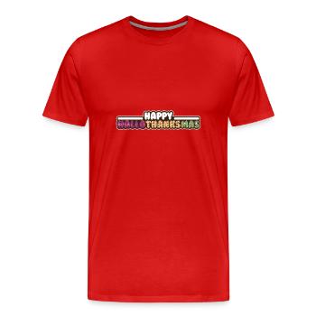Happy Hello Thanksmas Halloween Thanksgiving Xmas - Men's Premium Organic T-Shirt - red - Front - Damien (186cm)
