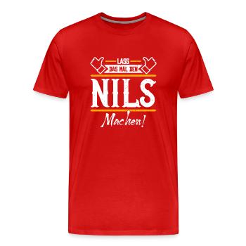 Nils Geschenkidee Geschenk Geburtstag - Männer Premium Bio T-Shirt - Rot - Vorne - Damien (186cm)