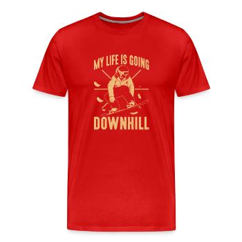 Snowboarding My Life Is Going Downhill Snowboarder - Männer Premium Bio T-Shirt - Rot - Vorne - Damien (186cm)