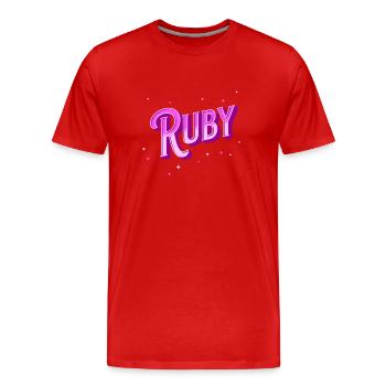 Nom rubis personnalisé - T-shirt bio Premium Homme - rouge - Devant - Damien (186cm)