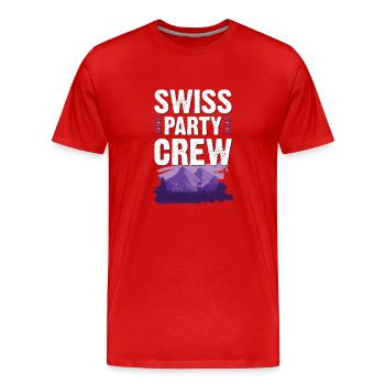 Swiss Party Crew - Männer Premium Bio T-Shirt - Rot - Vorne - Damien (186cm)