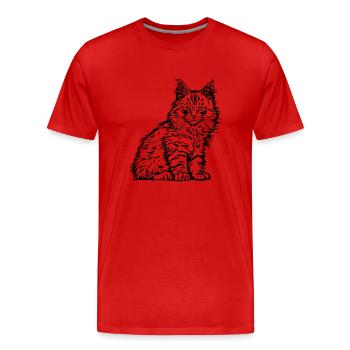 Maine Coon Katze Kater Haustier Stubentiger - Männer Premium Bio T-Shirt - Rot - Vorne - Damien (186cm)