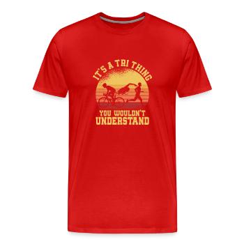 C’est un tri - vous ne comprendriez pas Triathl - T-shirt bio Premium Homme - rouge - Devant - Damien (186cm)