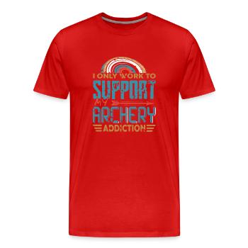 Je ne travaille que pour soutenir ma dépendance au tir à l’arc - T-shirt bio Premium Homme - rouge - Devant - Damien (186cm)