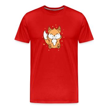 Fuchs freut sich Tierpark Tier Natur Umwelt - Männer Premium Bio T-Shirt - Rot - Vorne - Damien (186cm)