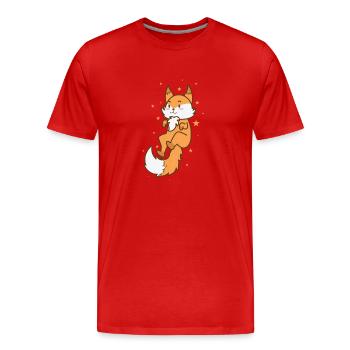 Fuchs im Weltall Zoo Tier Natur Umwelt - Männer Premium Bio T-Shirt - Rot - Vorne - Damien (186cm)