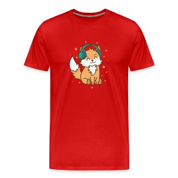 Fuchs hört Musik Natur Tier Zoo Umwelt - Männer Premium Bio T-Shirt - Rot - Vorne - Damien (186cm)