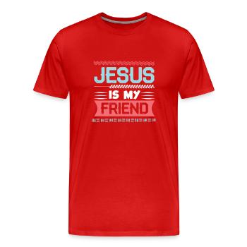 bibel jesus ist mein freund - Männer Premium Bio T-Shirt - Rot - Vorne - Damien (186cm)
