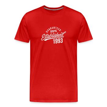 Guaranteed Established and Published in the Year - Men's Premium Organic T-Shirt - red - Front - Damien (186cm)