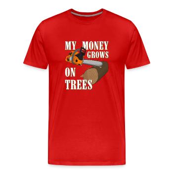 Bûcheron Chemise Tronçonneuse Tronçonneuse Scie - T-shirt bio Premium Homme - rouge - Devant - Damien (186cm)