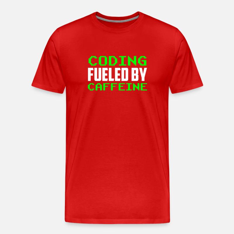 Programming powered by caffeine code - Men's Premium Organic T-Shirt - red