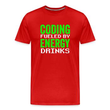 Programmieren Mit Energydrinks Coder Code Coding - Männer Premium Bio T-Shirt - Rot - Vorne - Damien (186cm)