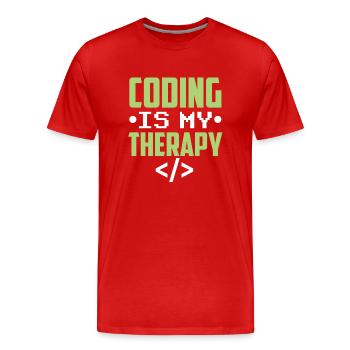 Programmieren Ist Meine Therapie Coder Code Coding - Männer Premium Bio T-Shirt - Rot - Vorne - Damien (186cm)