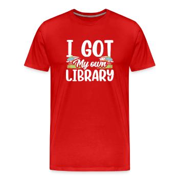 J’ai mon propre bibliothécaire - T-shirt bio Premium Homme - rouge - Devant - Damien (186cm)
