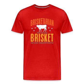 poitrine, poitrine, viande fumée, barbecue - T-shirt bio Premium Homme - rouge - Devant - Damien (186cm)
