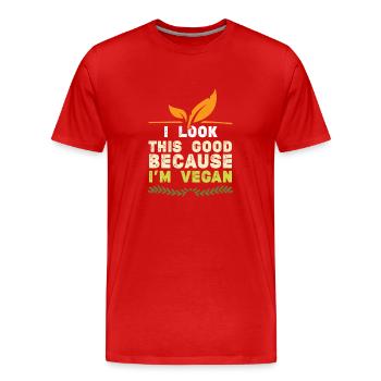 Végétalien veggie - T-shirt bio Premium Homme - rouge - Devant - Damien (186cm)