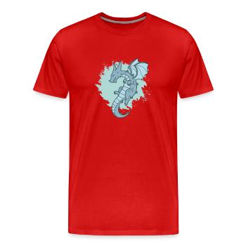 Dragon dans l’air Fantaisie Fable animale - T-shirt bio Premium Homme - rouge - Devant - Damien (186cm)
