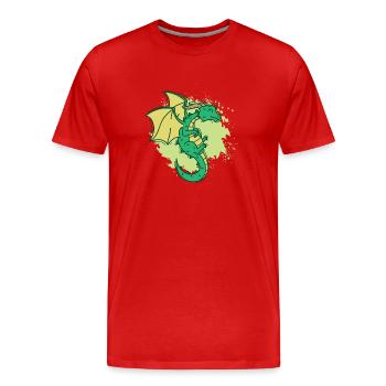 cooler Drache mit Hörner lustiges Tier - Männer Premium Bio T-Shirt - Rot - Vorne - Damien (186cm)