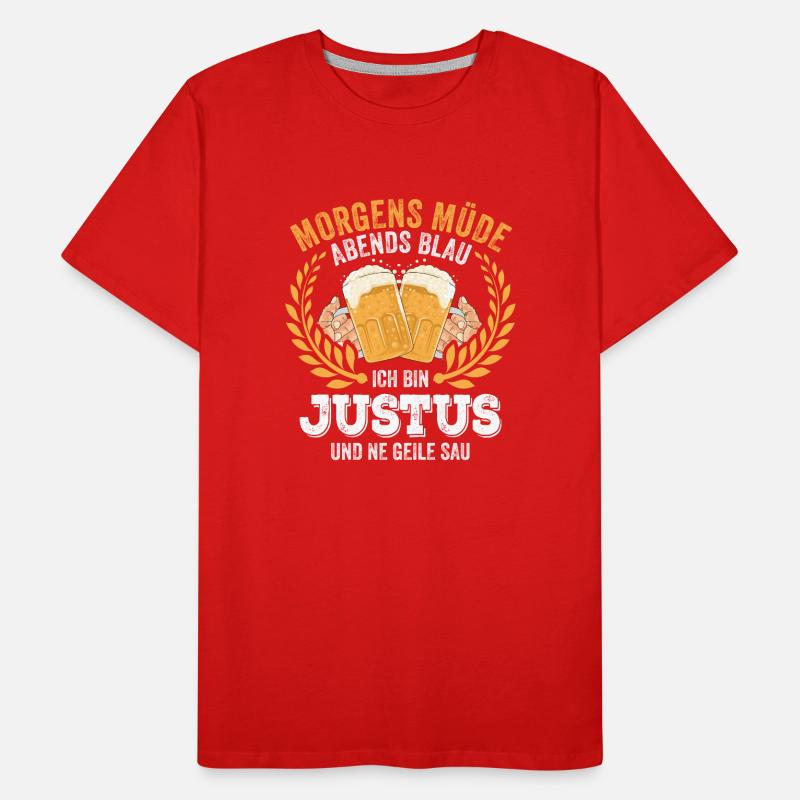 Justus First Name Name Birthday Beer drinking Men's Premium Organic T-Shirt