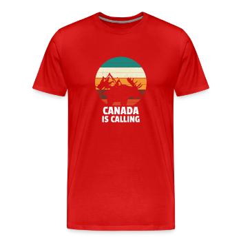 Canada Is Calling Kanada - Men's Premium Organic T-Shirt - red - Front - Damien (186cm)