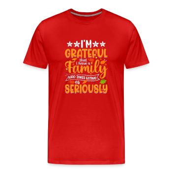 Citations célèbres sur Thanksgiving - T-shirt bio Premium Homme - rouge - Devant - Damien (186cm)
