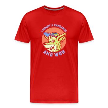I fought with a kangaroo and won kangaroos - Men's Premium Organic T-Shirt - red - Front - Damien (186cm)
