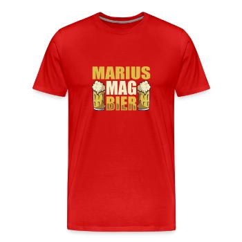 Marius mag Bier Name Geburtstag - Männer Premium Bio T-Shirt - Rot - Vorne - Damien (186cm)