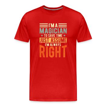 Zauberer - Männer Premium Bio T-Shirt - Rot - Vorne - Damien (186cm)