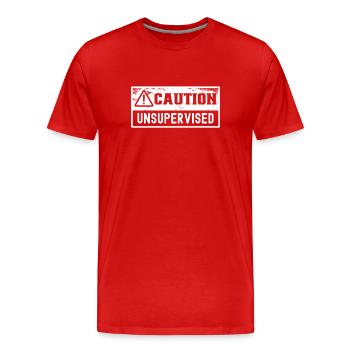 Attention sans surveillance sans surveillance Sarcastique non supervisé - T-shirt bio Premium Homme - rouge - Devant - Damien (186cm)
