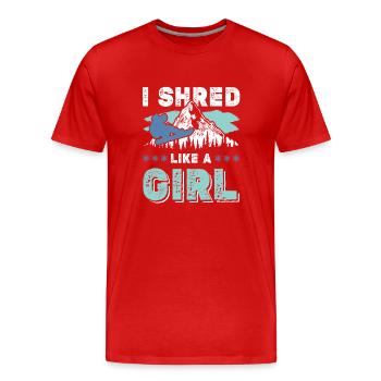 snowboarding mädchen - Männer Premium Bio T-Shirt - Rot - Vorne - Damien (186cm)