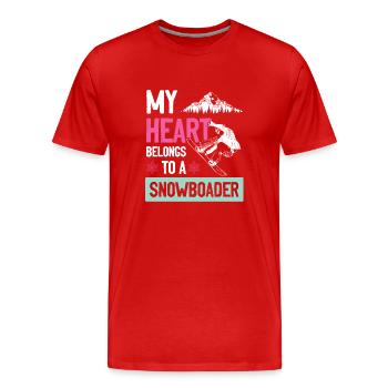 mein herz gehört ein snowboarder - Männer Premium Bio T-Shirt - Rot - Vorne - Damien (186cm)