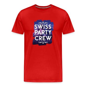 Swiss Party Crew - Männer Premium Bio T-Shirt - Rot - Vorne - Damien (186cm)