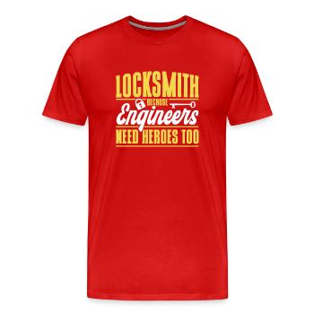 Serrurier Crochetage de serrure Serrurier Employé Serrurier - T-shirt bio Premium Homme - rouge - Devant - Damien (186cm)