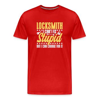 Serrurier Crochetage de serrure Serrurier Employé Serrurier - T-shirt bio Premium Homme - rouge - Devant - Damien (186cm)